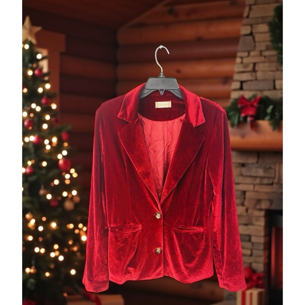 Altar'd State Women's Size Small Red Velvet Jacket Blazer Holiday Professional